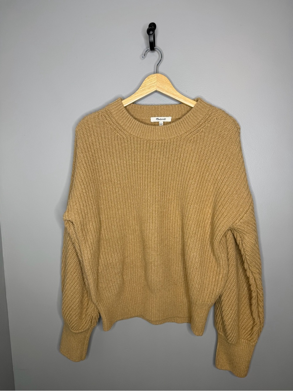 Madewell Cozy Crewneck Sweater in Camel Tan
